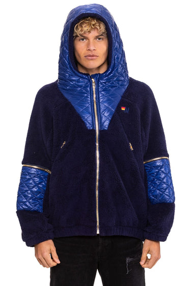 TEDDY UNISEX OVERSIZED HOODED FULL ZIP JACKET - NAVY