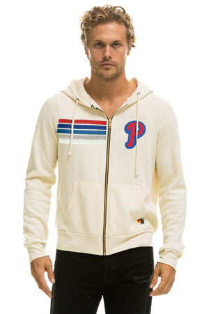 PHILLIES 5 STRIPE ZIP HOODIE - VINTAGE WHITE // USA