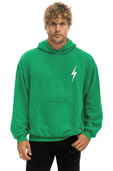 BOLT STITCH RELAXED PULLOVER HOODIE - KELLY GREEN // WHITE