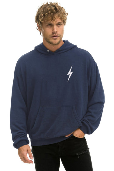 BOLT STITCH RELAXED PULLOVER HOODIE - NAVY // WHITE