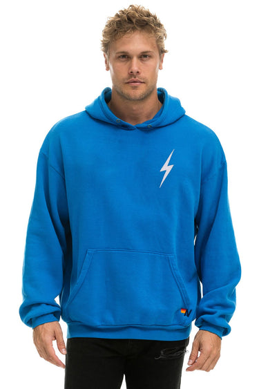BOLT STITCH RELAXED PULLOVER HOODIE - OCEAN // WHITE