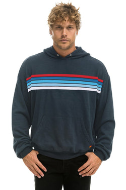 5 STRIPE AMERICA RELAXED PULLOVER HOODIE - CHARCOAL // USA