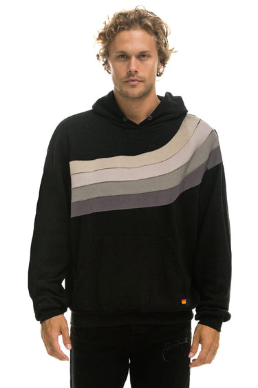 WAVE STRIPE 4 PULLOVER HOODIE RELAXED - BLACK // CHARCOAL