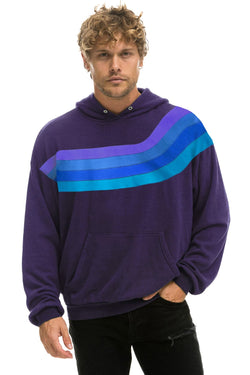 WAVE STRIPE 4 PULLOVER HOODIE RELAXED - DEEP PURPLE // PURPLE