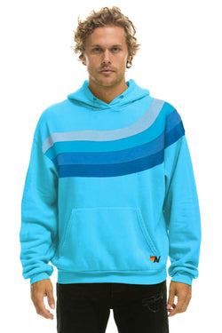 WAVE STRIPE 4 PULLOVER HOODIE RELAXED - NEON BLUE // NEON BLUE