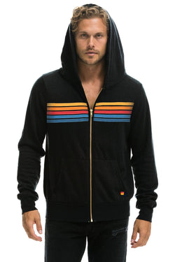 5 STRIPE HOODIE - BLACK