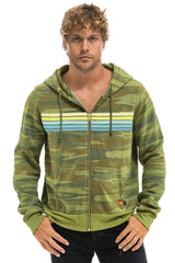 5 STRIPE HOODIE - CAMO // LIME AQUA