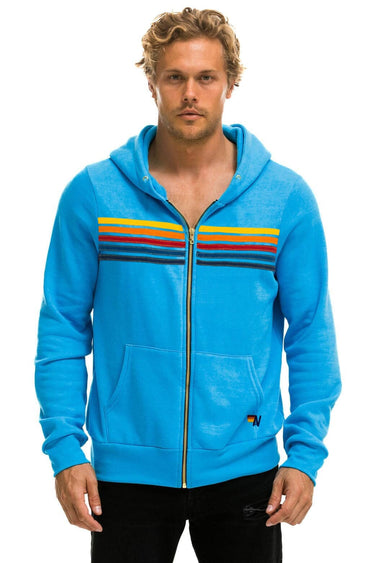 5 STRIPE HOODIE - NEON BLUE