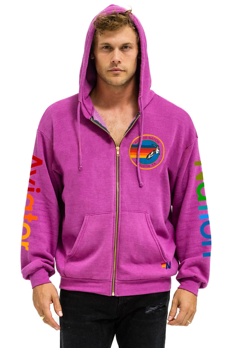 AVIATOR NATION AUSTIN RELAXED ZIP HOODIE - MAGENTA