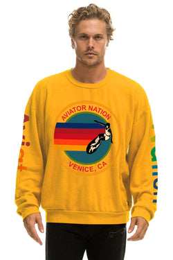 AVIATOR NATION RELAXED VENICE CREW SWEATSHIRT - GOLD