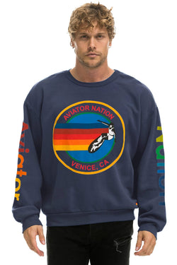 AVIATOR NATION RELAXED VENICE CREW SWEATSHIRT - NAVY