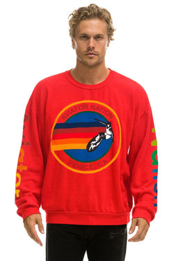 AVIATOR NATION RELAXED VENICE CREW SWEATSHIRT - RED
