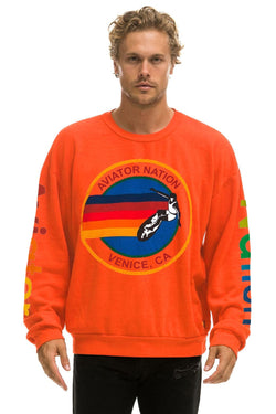AVIATOR NATION RELAXED VENICE CREW SWEATSHIRT - VINTAGE ORANGE