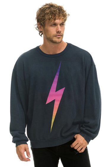 BOLT FADE RELAXED CREW SWEATSHIRT - CHARCOAL // PINK // PURPLE