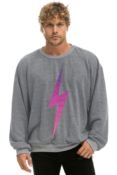 BOLT FADE RELAXED CREW SWEATSHIRT - HEATHER GREY // PINK // PURPLE