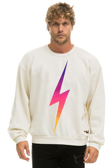 BOLT FADE RELAXED CREW SWEATSHIRT - VINTAGE WHITE // PINK // PURPLE