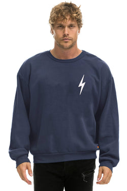 BOLT STITCH RELAXED CREW SWEATSHIRT - NAVY // WHITE