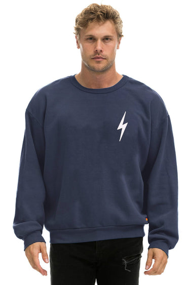 BOLT STITCH RELAXED CREW SWEATSHIRT - NAVY // WHITE