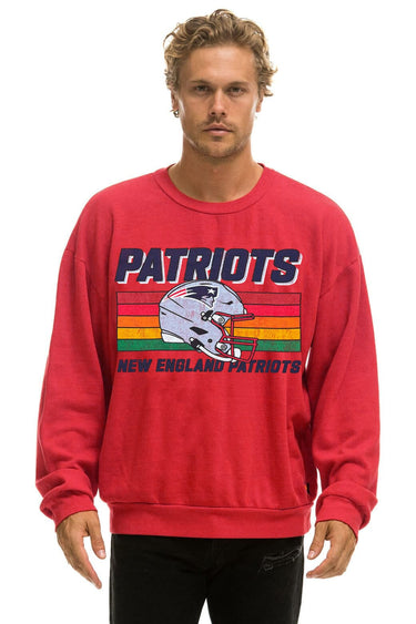 NEW ENGLAND PATRIOTS HELMET RELAXED CREW SWEATSHIRT - FLASH RED