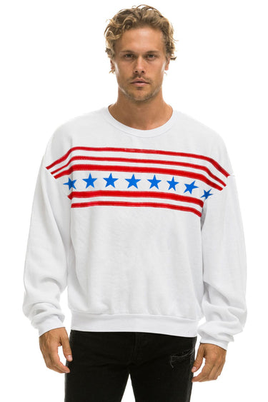 STARS RELAXED CREW SWEATSHIRT - WHITE // USA