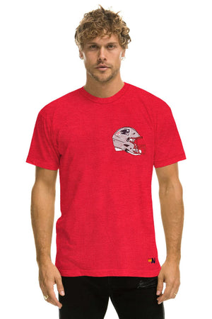 NEW ENGLAND PATRIOTS HELMET CREW TEE SHIRT - FLASH RED