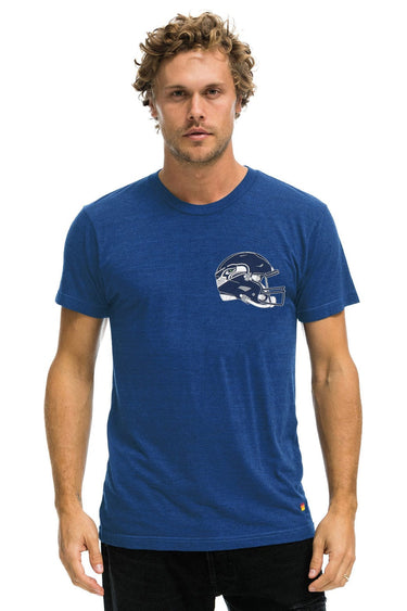 SEATTLE SEAHAWKS HELMET CREW TEE SHIRT - ROYAL