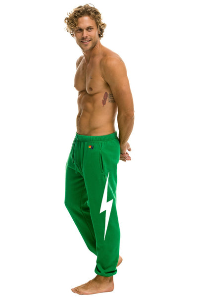 Bolt Stitch Sweatpants Kelly Green & White | Aviator Nation