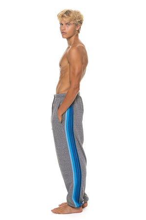 5 STRIPE SWEATPANTS - HEATHER GREY // BLUE