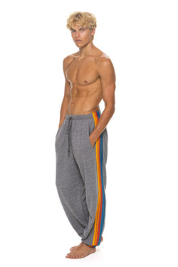 5 STRIPE SWEATPANTS - HEATHER GREY