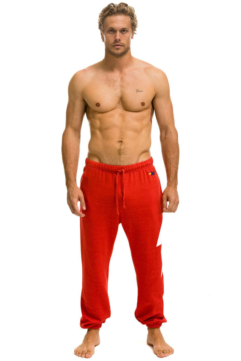 BOLT PRINT UNISEX SWEATPANTS - RED // WHITE