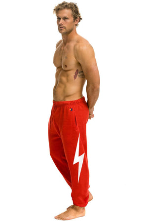 BOLT PRINT UNISEX SWEATPANTS - RED // WHITE