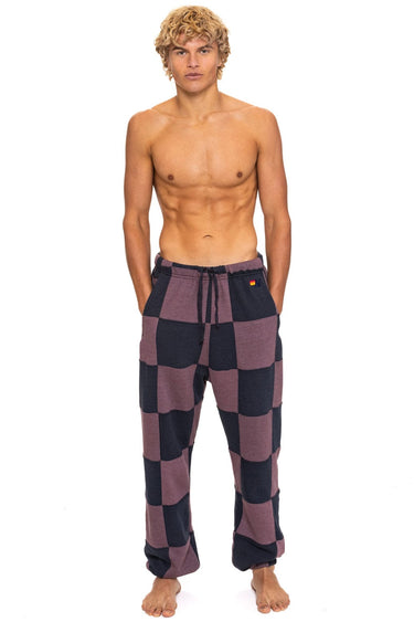 CHECK QUILTED SWEATPANTS - CHARCOAL // MOCHA