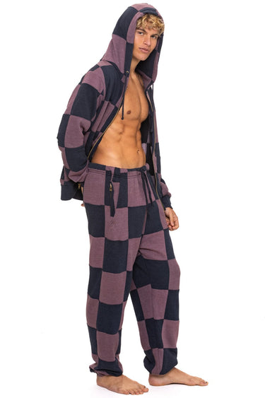 CHECK QUILTED SWEATPANTS - CHARCOAL // MOCHA