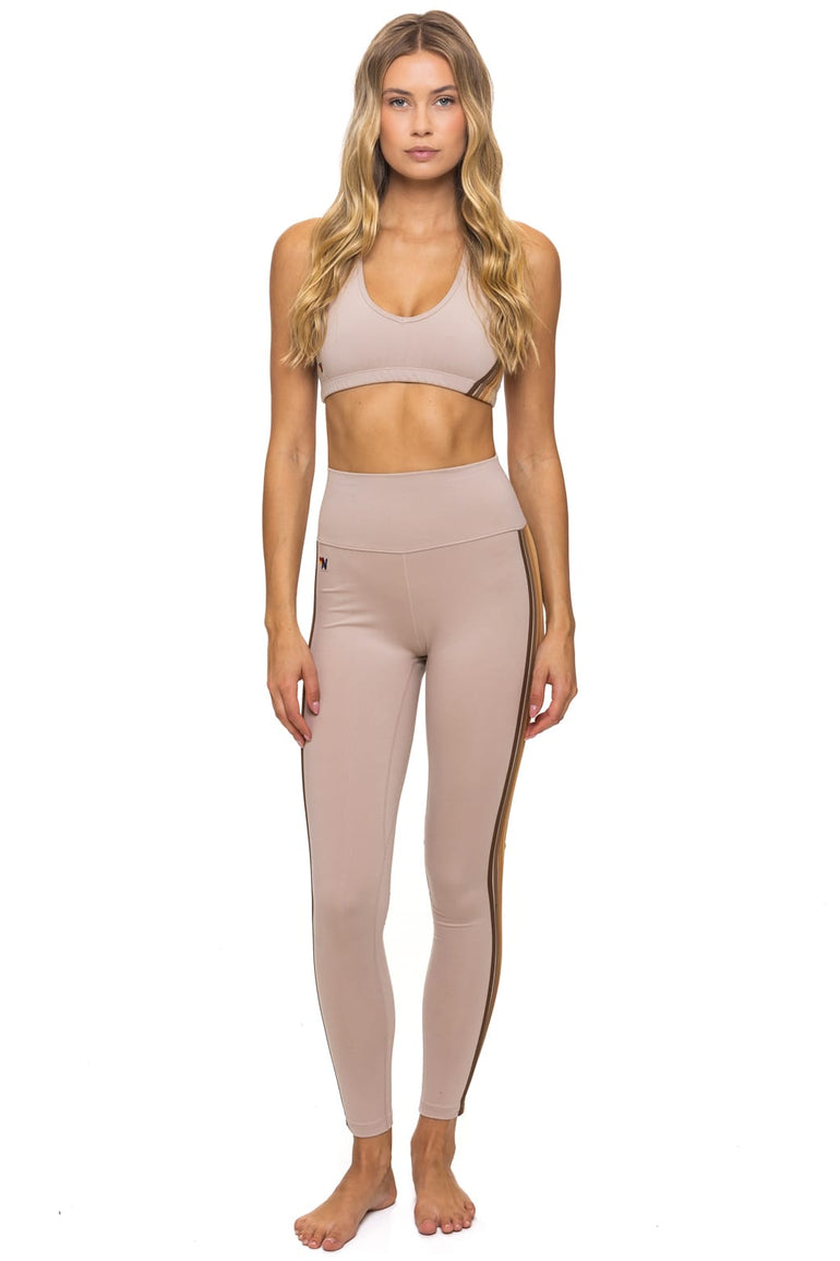 FULL LENGTH HI-RISE 5 STRIPE LEGGINGS - SAND // ESPRESSO