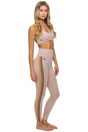FULL LENGTH HI-RISE 5 STRIPE LEGGINGS - SAND // ESPRESSO