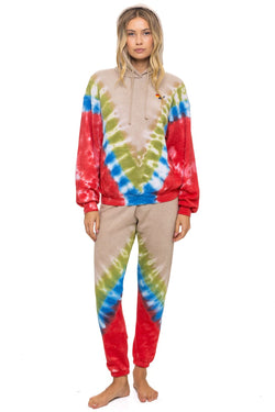 HAND DYED V SWEATPANTS - TIE DYE SAND // BLUE RED