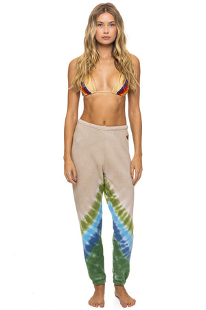 HAND DYED V SWEATPANTS - TIE DYE SAND // BLUE GREEN