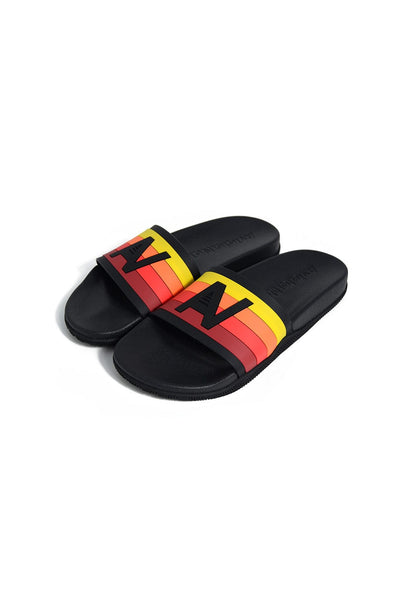 AVIATOR NATION LOGO RAINBOW 4 STRIPE SLIDES - BLACK  display picture 2