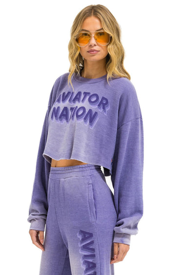 AN 3D CROPPED CREW SWEATSHIRT RELAXED - FADED GRAPE