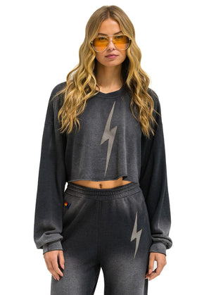 BOLT STITCH CROPPED CREW SWEATSHIRT RELAXED