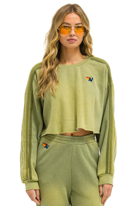 CLASSIC STRIPE CROPPED CREW SWEATSHIRT RELAXED