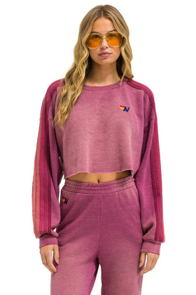 CLASSIC STRIPE CROPPED CREW SWEATSHIRT RELAXED