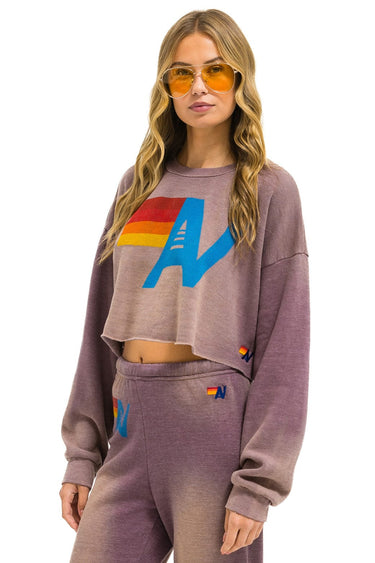 VINTAGE LOGO CROPPED CREW SWEATSHIRT RELAXED - FADED MOCHA