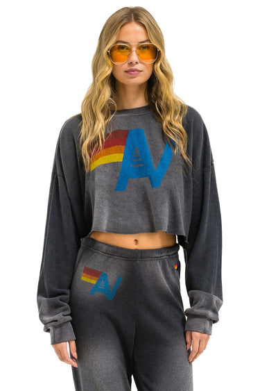 VINTAGE LOGO CROPPED CREW SWEATSHIRT RELAXED - FADED SMOKE