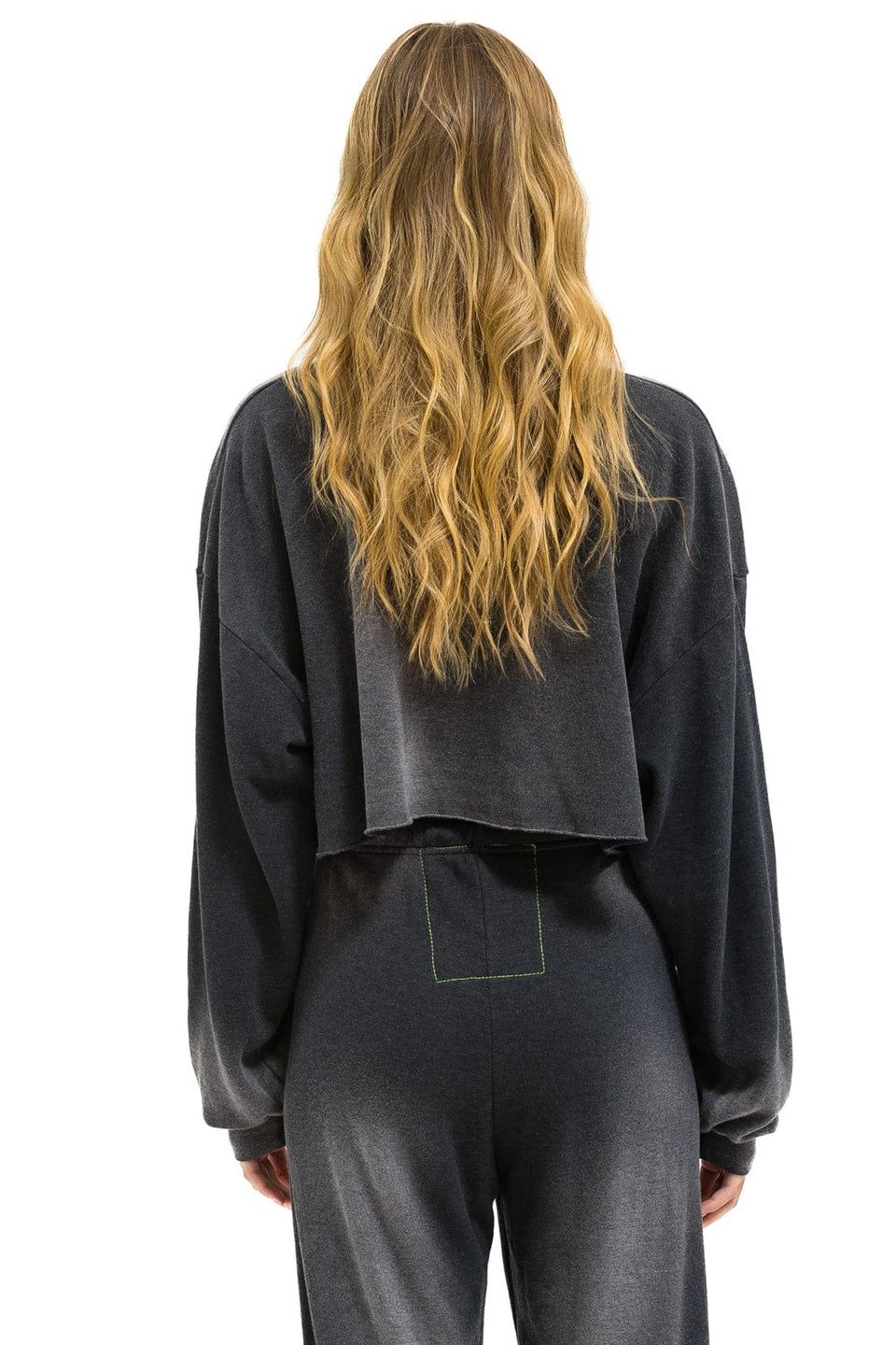 Classic Stripe Cropped Crew Sweatshirt Relaxed Faded Smoke