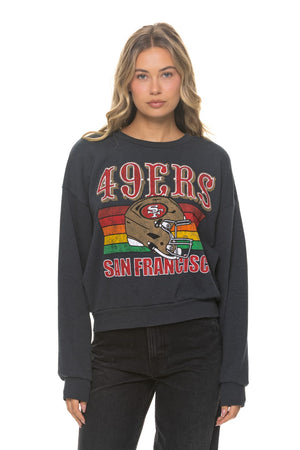 SAN FRANCISCO 49ERS HELMET RELAXED CREW SWEATSHIRT - CHARCOAL