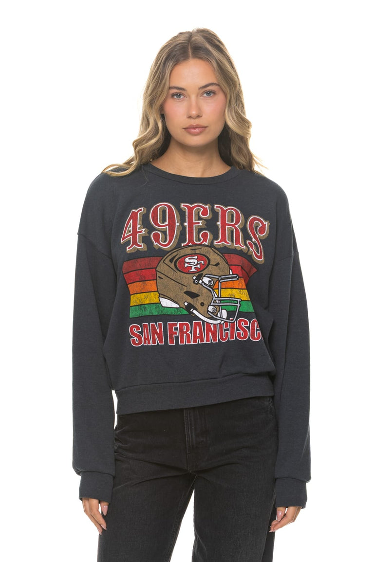 SAN FRANCISCO 49ERS HELMET RELAXED CREW SWEATSHIRT - CHARCOAL