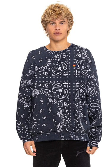 BANDANA RELAXED CREW SWEATSHIRT - CHARCOAL