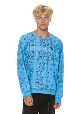 BANDANA RELAXED CREW SWEATSHIRT - SKY