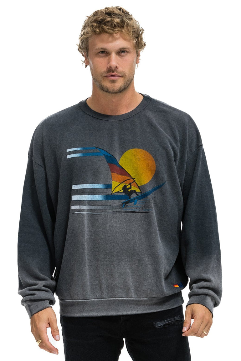 WINDSURF JUMP RELAXED CREW SWEATSHIRT - FADED SMOKE